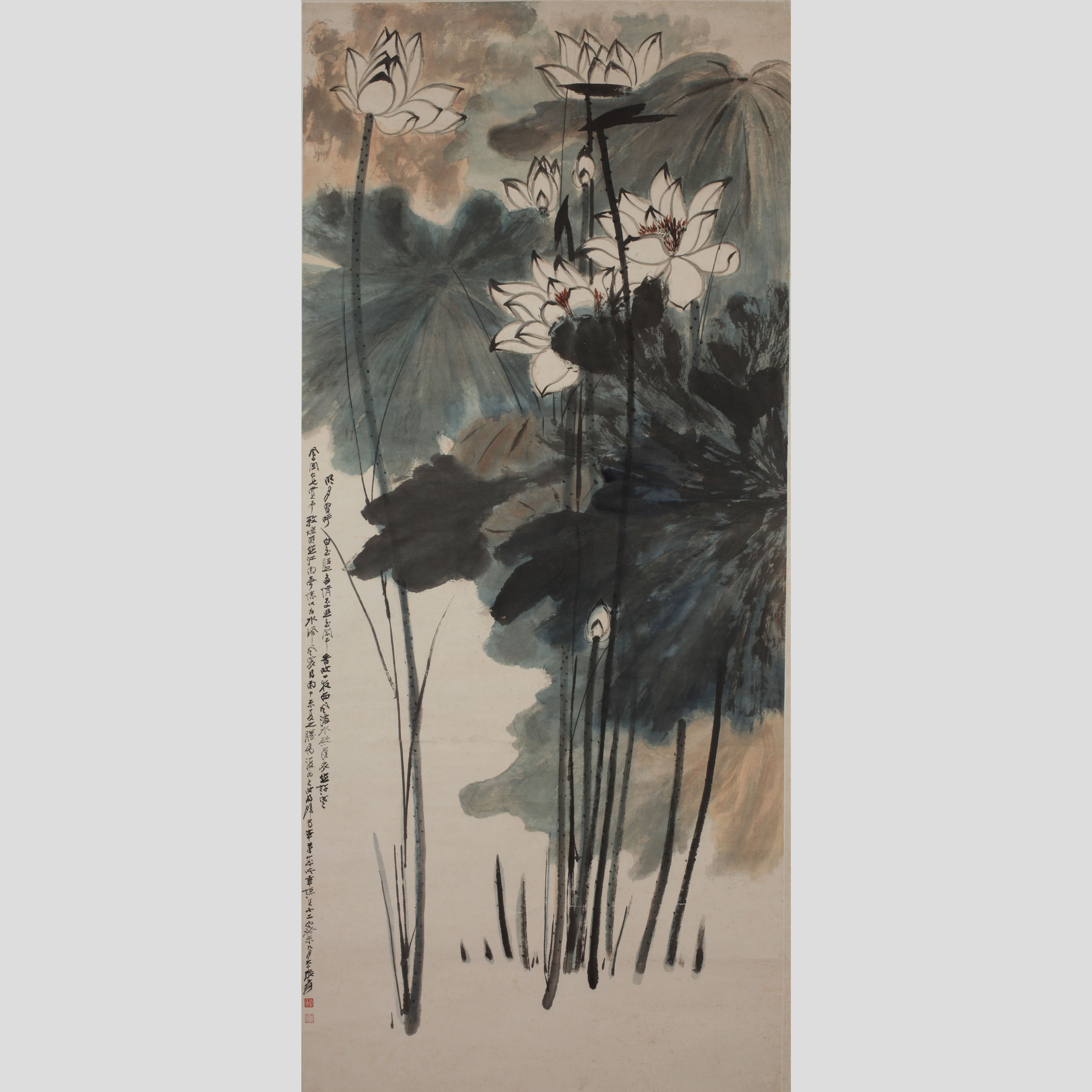 大千 荷花圖 張大千荷花屏風仕女| Zhang Daqian (Chang Dai-chien), Lady by